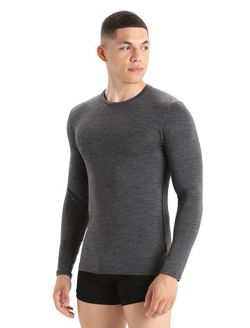 Pánské Spodní Prádlo Icebreaker Merino Anatomica Long Sleeve Crewe T-Shirt Černé Šedé | CZ 1656BEXC